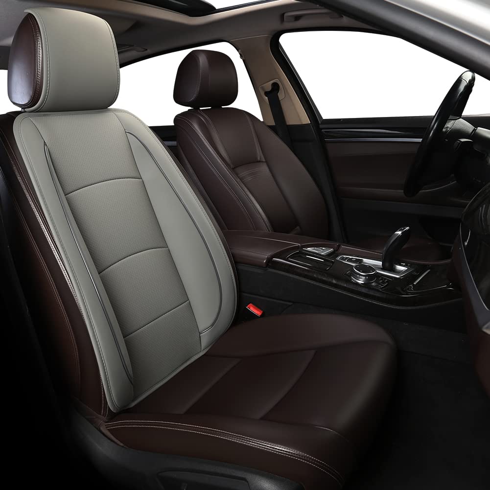 EDEALYN 1 x luxuriöser Autositz-Rückenlehnenschutzbezug, Auto-Innenausstattung, PU-Leder, universeller Rutschfester Sitzbezug (dunkelgraue Rückenlehne) von EDEALYN