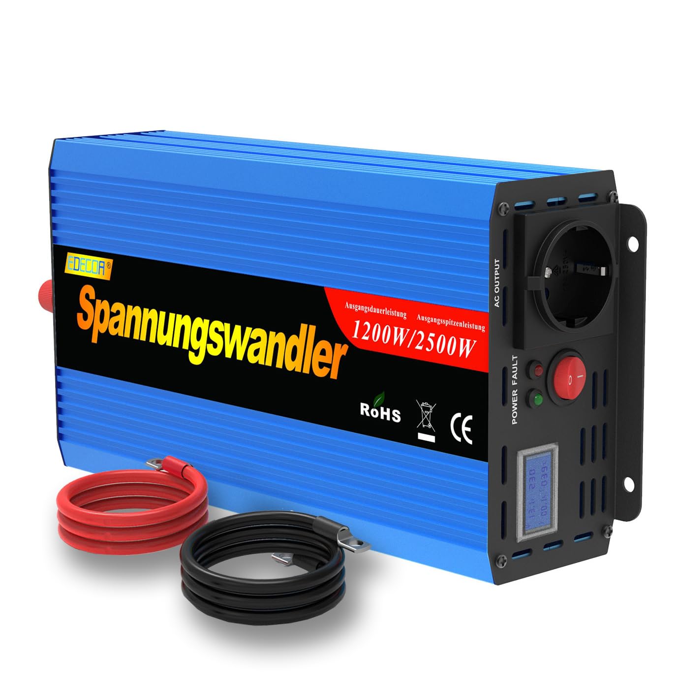 EDECOA Spannungswandler 1200w wechselrichter 12v auf 230v Spannungswandler modifizierter 12v 230 mit LCD und Kabeln EDECOA Spannungswandler 1200w wechselrichter 12v auf 230v Spannungswandler modifizierter 12v 230 mit LCD und Kabeln von EDECOA