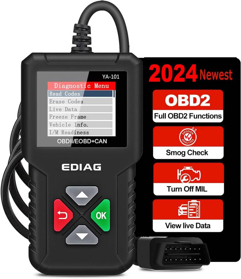 EDIAG YA101 obd2 diagnosegerät, Automotor Fehler-Code Scanner für Europäische OBD II/EOBD Protokolle nach 2000, Auto diagnose scan Tool ​für alle Fahrzeuge von EDIAG
