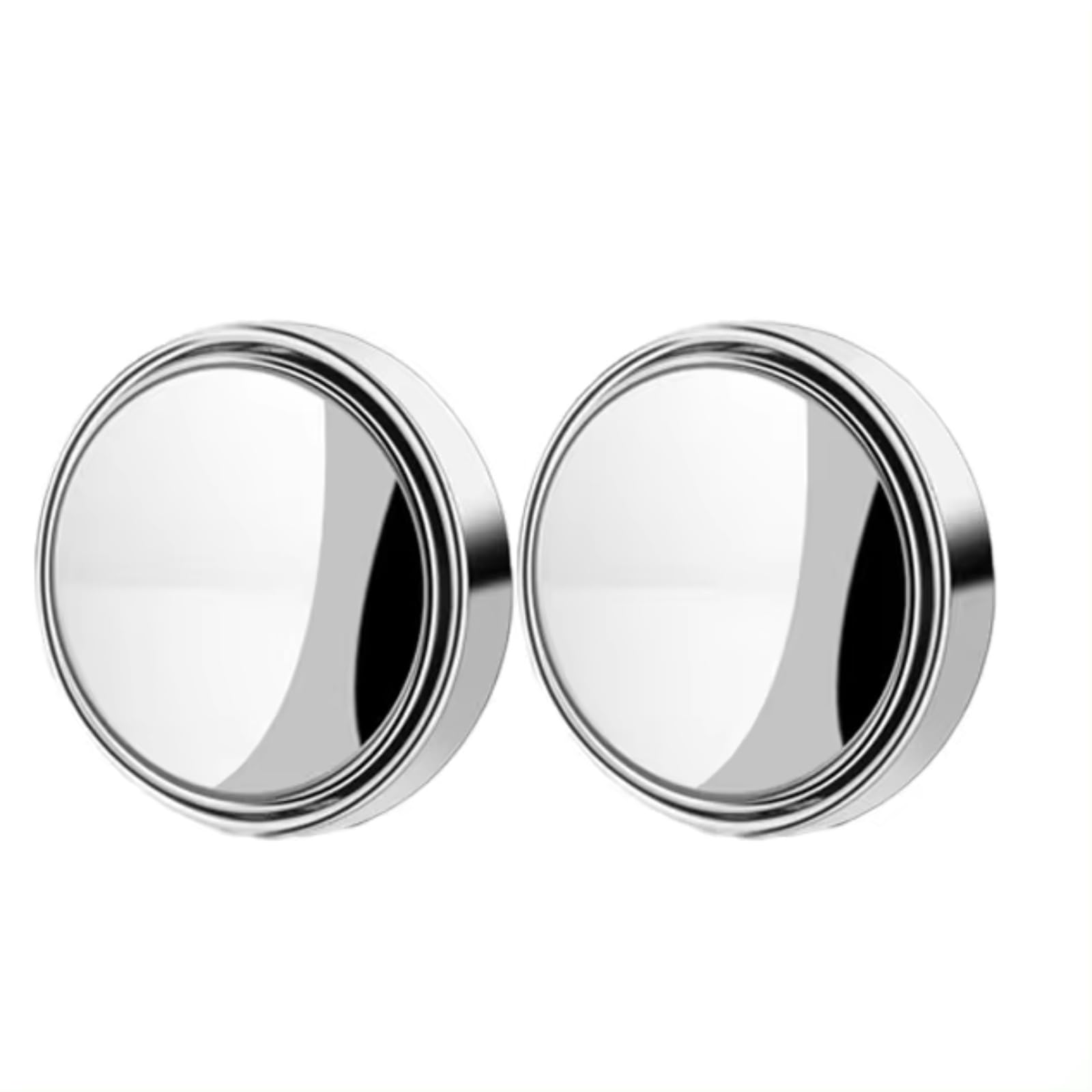 2Pcs Links Rechts Seite Runde Rahmen Konvexen Blinden Fleck Spiegel Weitwinkel 360 Grad Einstellbar Klar Rückspiegel Auto Zubehör(Silver set) von EDPOAQC