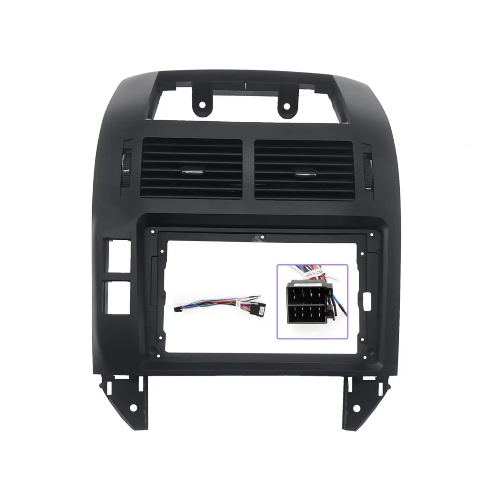 EDSXWUN Aufkleber Getriebeabdeckung Kompatibel Mit VW Für Polo 2004 2005 2006 2007 2008 2009 2010 2011 1 Stück Auto-Stereoanlage Innenraum Front-Dash-Center-Blenden(F Black-Cord-Outlet) von EDSXWUN