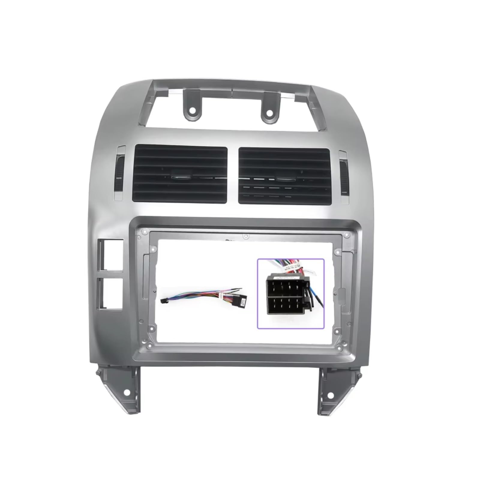 EDSXWUN Aufkleber Getriebeabdeckung Kompatibel Mit VW Für Polo 2004 2005 2006 2007 2008 2009 2010 2011 1 Stück Auto-Stereoanlage Innenraum Front-Dash-Center-Blenden(K Silver-Cord-Outlet) von EDSXWUN