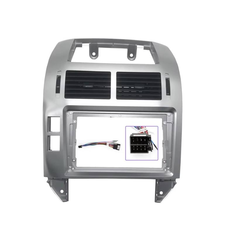 EDSXWUN Aufkleber Getriebeabdeckung Kompatibel Mit VW Für Polo 2004 2005 2006 2007 2008 2009 2010 2011 1 Stück Auto-Stereoanlage Innenraum Front-Dash-Center-Blenden(K Silver-Cord-Outlet) von EDSXWUN