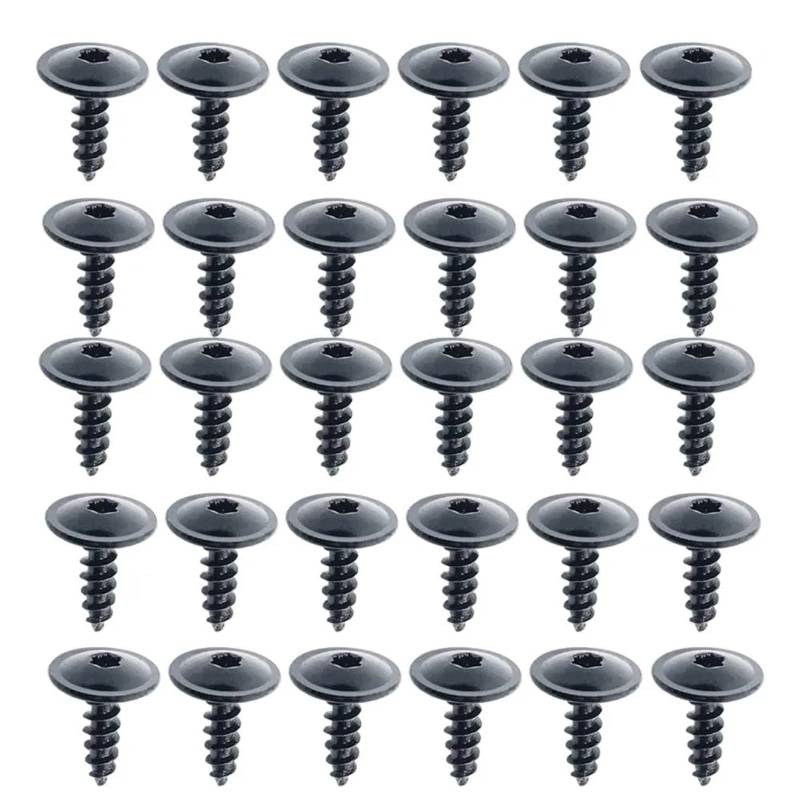 EDSXWUN Schraubensatz Motorrad 10 Stück General Parts Schwarze Selbstschneidende Innensechsrundschrauben M4.8 Mit Großem Kopf Für Auto-Motorrad-Stoßfänger-Kotflügel-Motorschutz(30pcs) von EDSXWUN