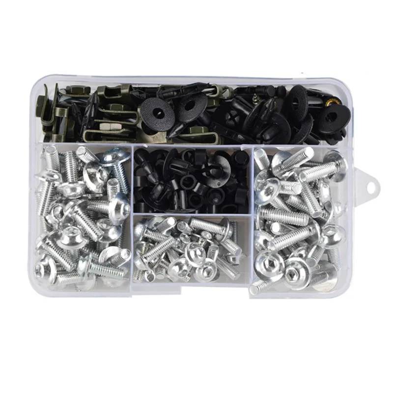 EDSXWUN Schraubensatz Motorrad Für CB1000R Für CB1300 195Pcs Motorrad Verkleidung Für Bolzen Schrauben Kit Mutter Clips Motorrad Batterie Terminal Schrauben(Silver) von EDSXWUN