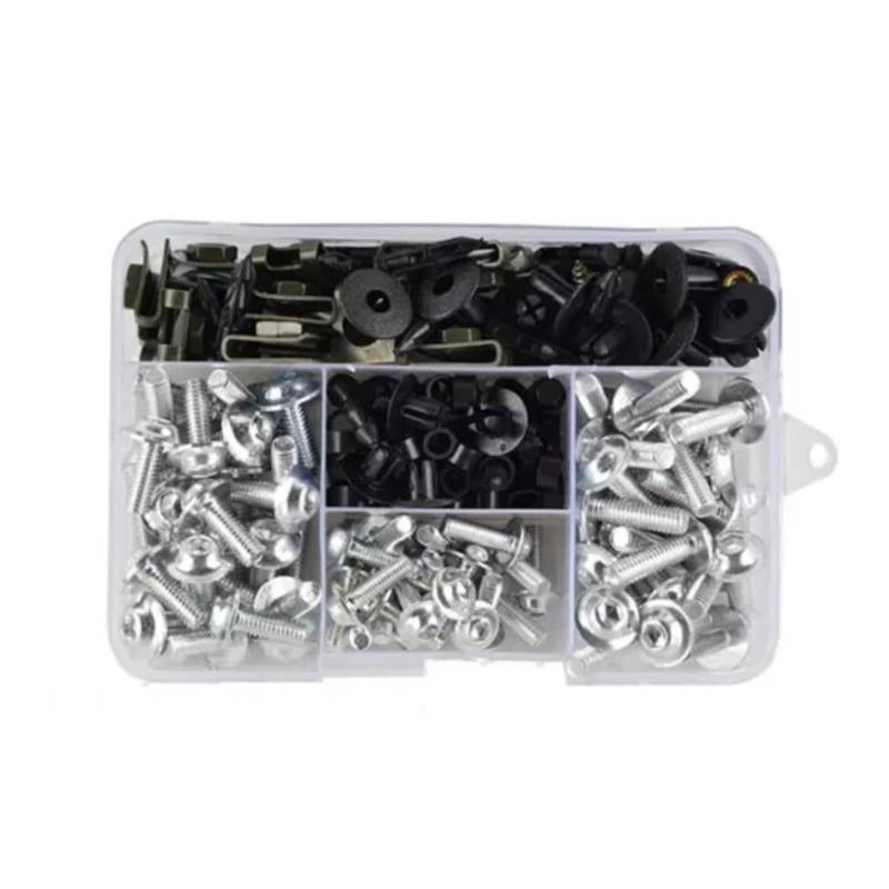 EDSXWUN Schraubensatz Motorrad Für CB500 Für CB650 193 Stücke Motorrad Zubehör Aluminium Verkleidung Für Bolzen Schrauben Kit Mutter Clip Motorrad Batterie Terminal Schrauben(Silver) von EDSXWUN