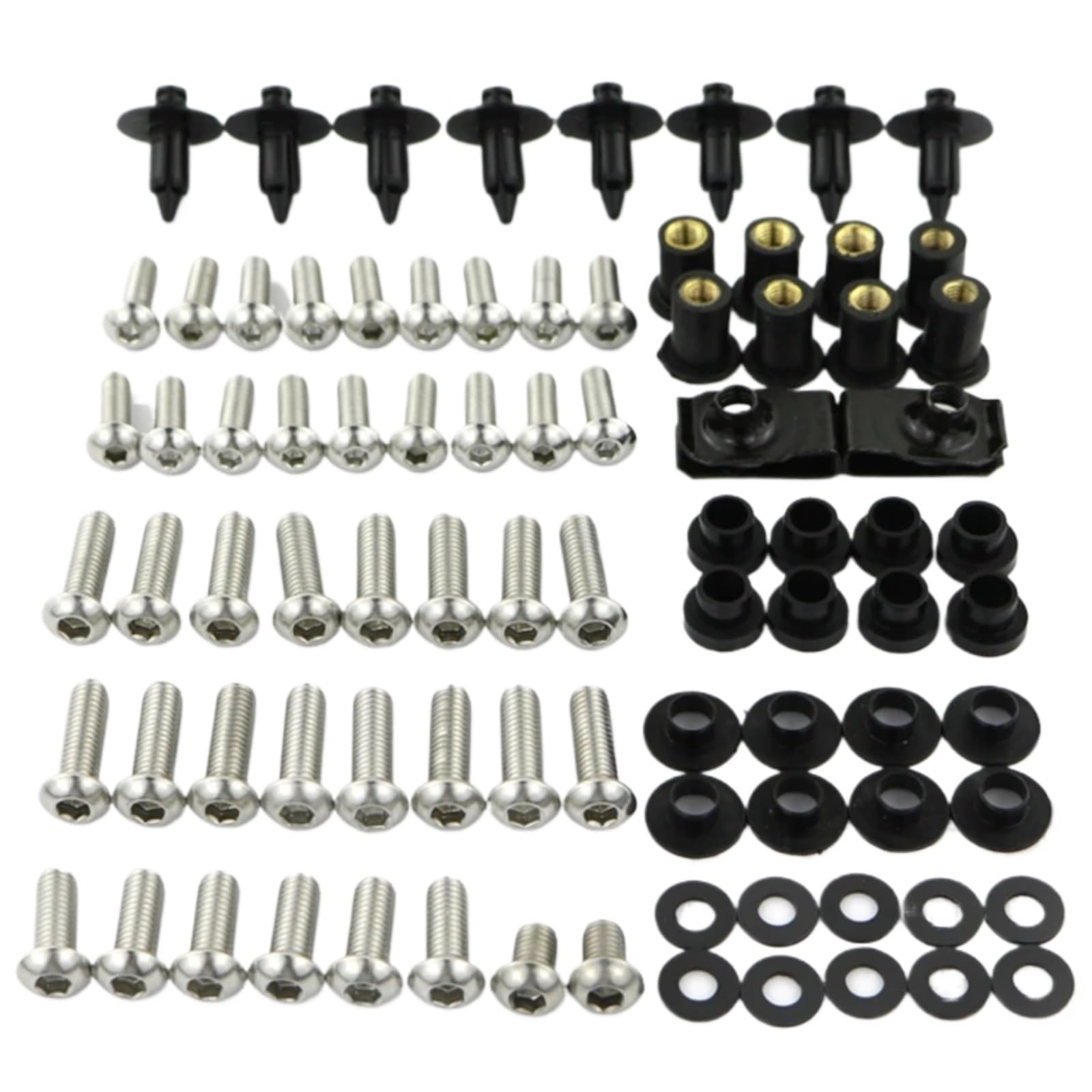 EDSXWUN Schraubensatz Motorrad Für CBR1000RR 2004 2005 Motorrad Komplette Verkleidung Schrauben Kit Körper Schrauben Mutter Für Fit Motorrad Batterie Terminal Schrauben(Silver) von EDSXWUN