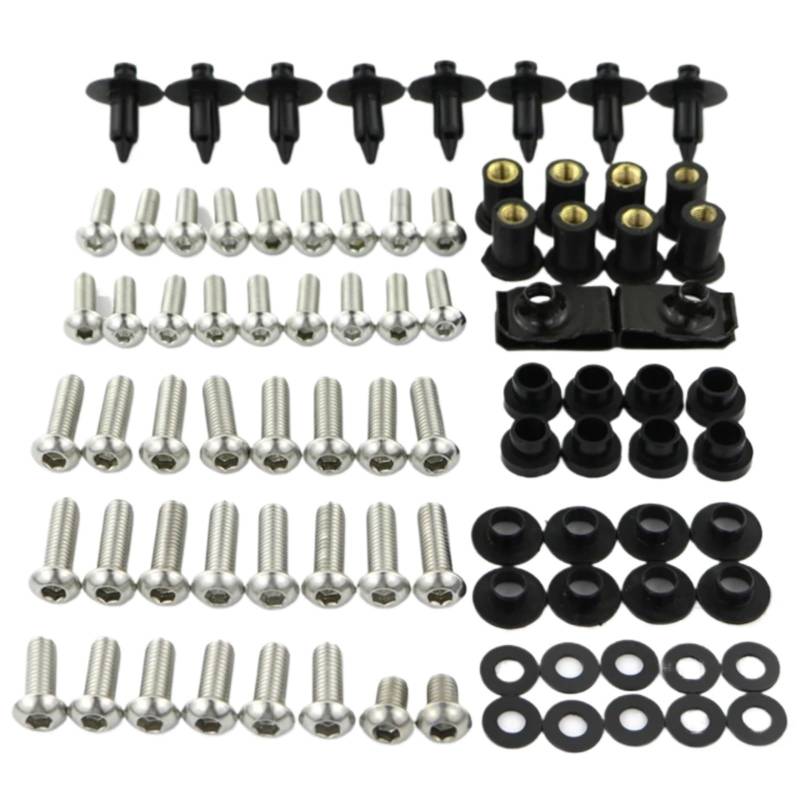 EDSXWUN Schraubensatz Motorrad Für CBR1000RR 2004 2005 Motorrad Komplette Verkleidung Schrauben Kit Körper Schrauben Mutter Für Fit Motorrad Batterie Terminal Schrauben(Silver) von EDSXWUN