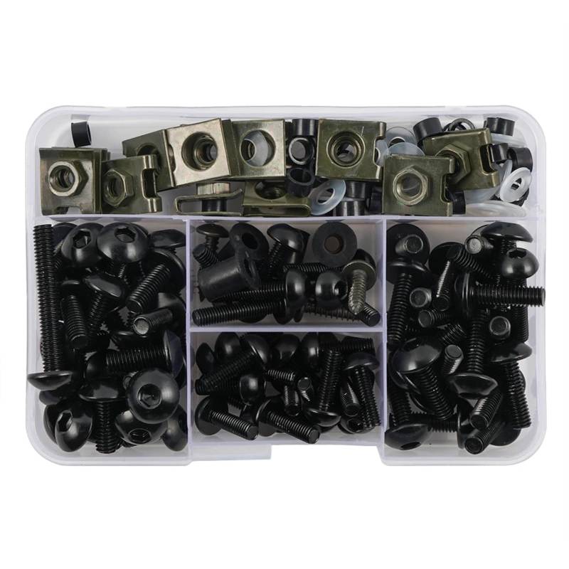EDSXWUN Schraubensatz Motorrad Für CBR600RR Für CBR900RR Für CBR929RR 177PCS Motorrad Verkleidung Schrauben Schrauben Mutter Kit Motorrad Batterie Terminal Schrauben(Black) von EDSXWUN