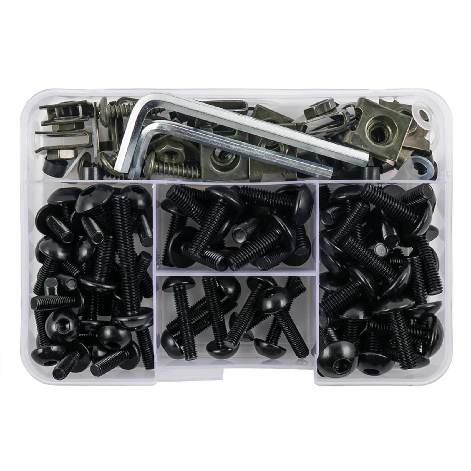 EDSXWUN Schraubensatz Motorrad Für CBR900RR Für CBR1000F Für CBR1000RR 155PCS Universal Motorrad Karosserie Verkleidung Schrauben Motorrad Batterie Terminal Schrauben(Black) von EDSXWUN