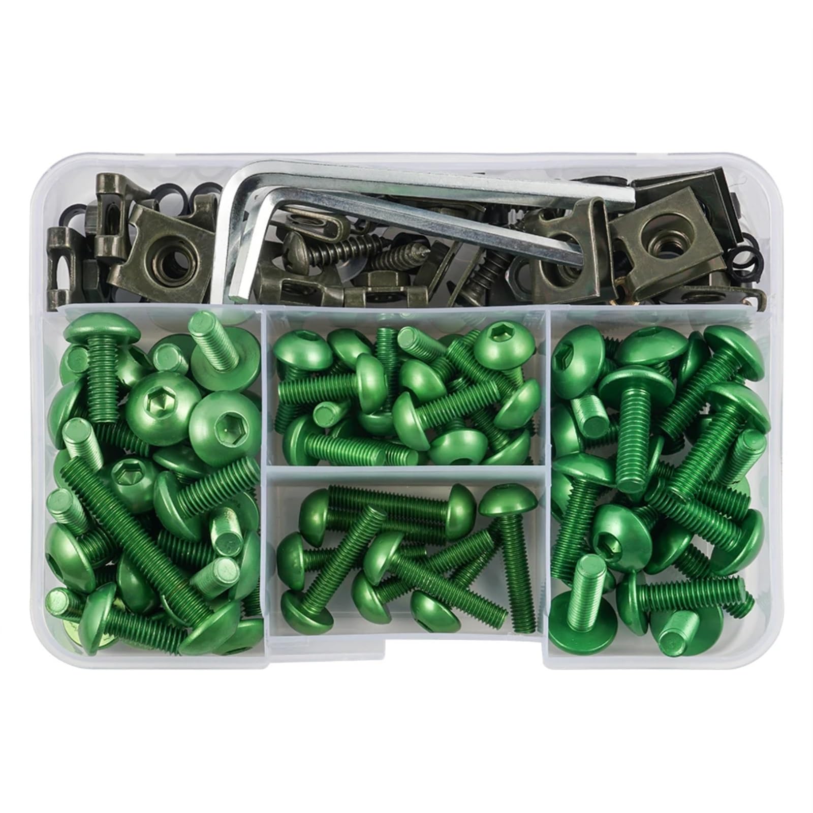 EDSXWUN Schraubensatz Motorrad Für CBR900RR Für CBR1000F Für CBR1000RR 155PCS Universal Motorrad Karosserie Verkleidung Schrauben Motorrad Batterie Terminal Schrauben(Green) von EDSXWUN