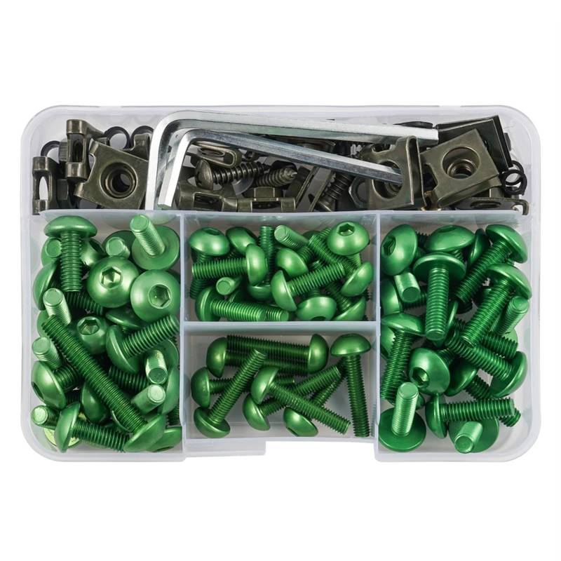 EDSXWUN Schraubensatz Motorrad Für CBR900RR Für CBR1000F Für CBR1000RR 155PCS Universal Motorrad Karosserie Verkleidung Schrauben Motorrad Batterie Terminal Schrauben(Green) von EDSXWUN