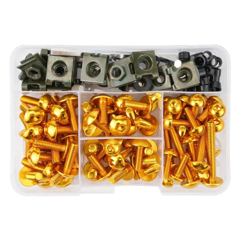 EDSXWUN Schraubensatz Motorrad Für CBR900RR Für CBR1000F Für CBR1000RR 155PCS Universal Motorrad Karosserie Verkleidung Schrauben Motorrad Batterie Terminal Schrauben(Yellow) von EDSXWUN