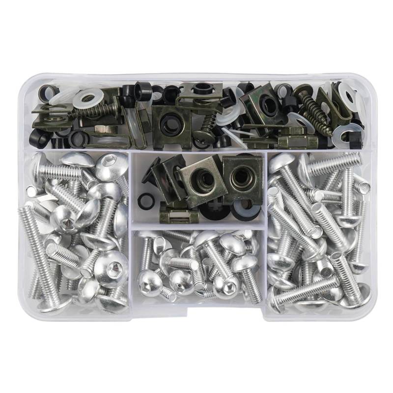 EDSXWUN Schraubensatz Motorrad Für CBR954RR Für CBR1000RR 177PCS Motorrad Verkleidung Schrauben Verschluss Clip Schraube Motorrad Batterie Terminal Schrauben(Silver) von EDSXWUN