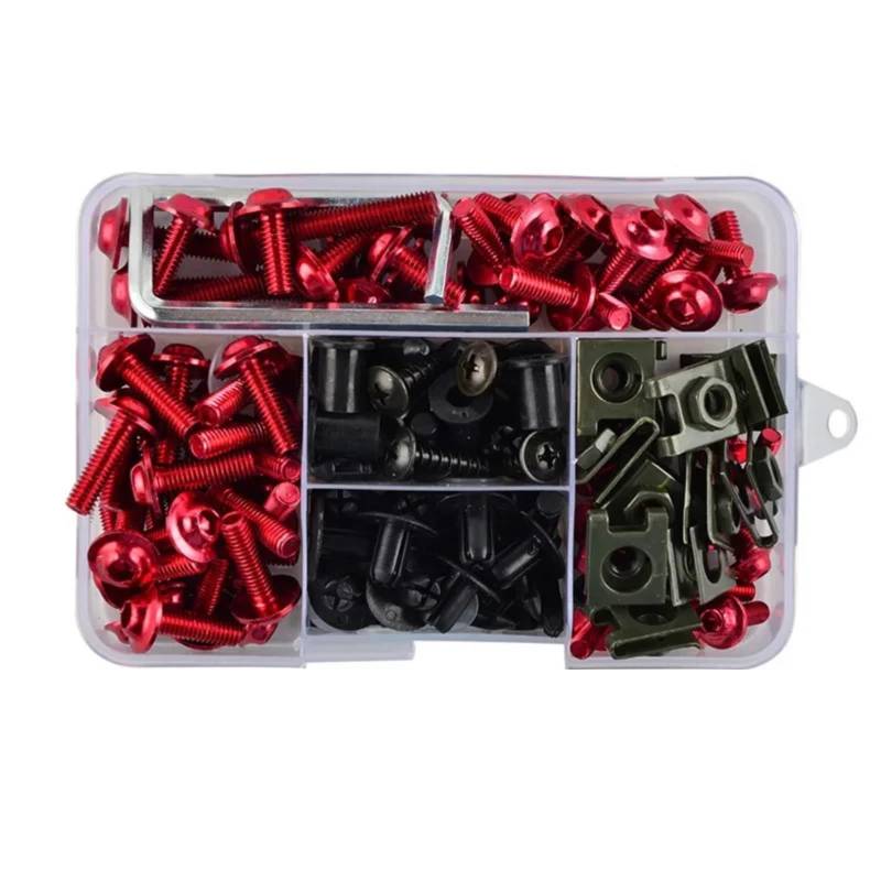 EDSXWUN Schraubensatz Motorrad Kompatibel Mit Aprilia 195-teiliges Motorrad-Karosserieschrauben- Und Schrauben-Set Motorrad-Verkleidung Für Schrauben-Sortiment-Set(Red) von EDSXWUN