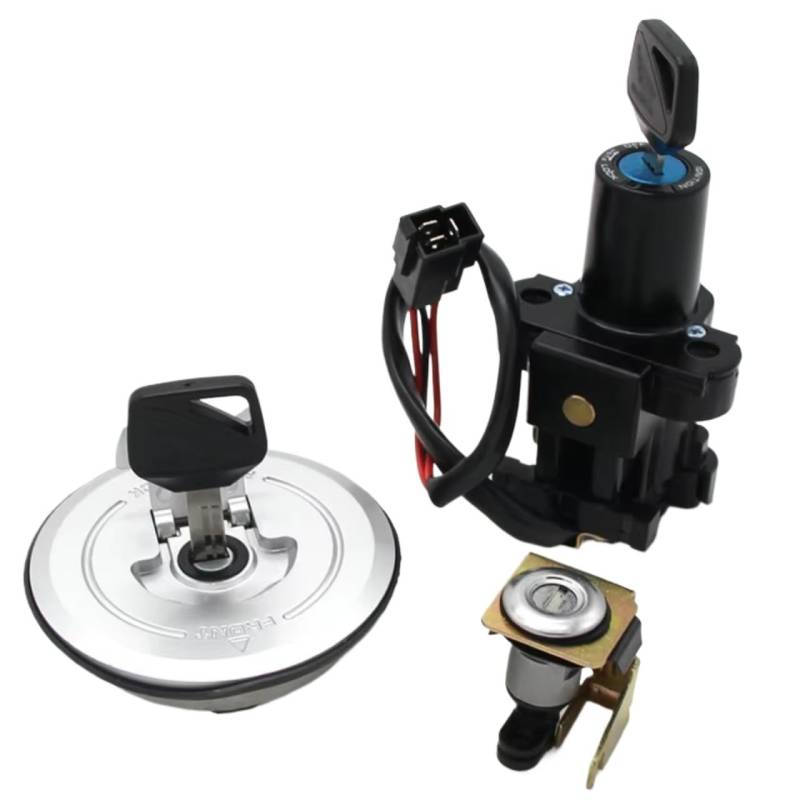 EDSXWUN Zündschloss Schalter Für CBR250R 2014–2018 Für CBR250R Abs 2014–2018 Für CBR250R Tricolor 2014–2016 Für CBR300R 2019–2020 Motorrad-Tankdeckel-Abdeckungsschloss-Set von EDSXWUN