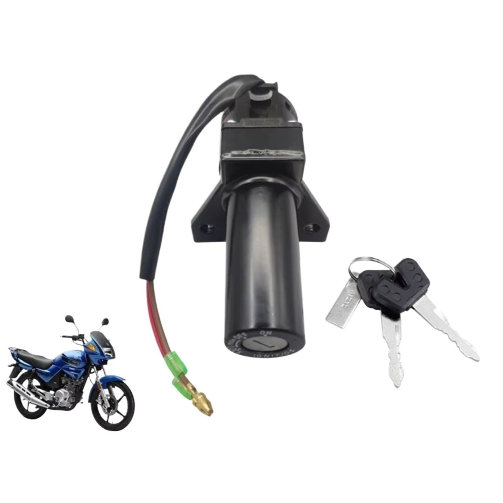 EDSXWUN Zündschloss Schalter Kompatibel Mit Yamaha Für Jianshe Für YBR125 Für JYM125 2006 2007 2009. Schalter Starter Motorrad Zündschlüssel Tankdeckel-Abdeckungsschloss(2 Wires) von EDSXWUN