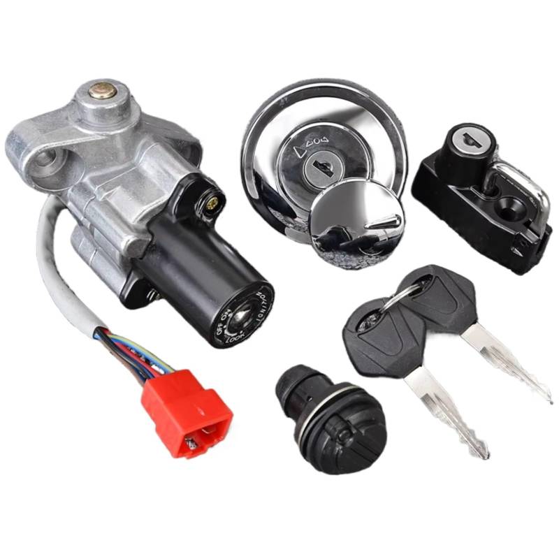 EDSXWUN Zündschloss Schalter Kompatibel Mit Yamaha Für XVS1100 Für V-Star Für Custom 1999–2011 Zündschalter Für Tankdeckel Für Sitzschloss-Schlüssel-Set von EDSXWUN