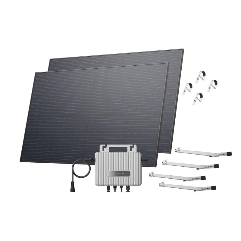 ECOFLOW STREAM Balkonkraftwerk mit Halterung (Balkon) 0% VAT, 800 W Mikrowechselrichter, 2 × 450 W PV Solarpanels, WLAN & App-Steuerung für Gitterbalkon von EF ECOFLOW