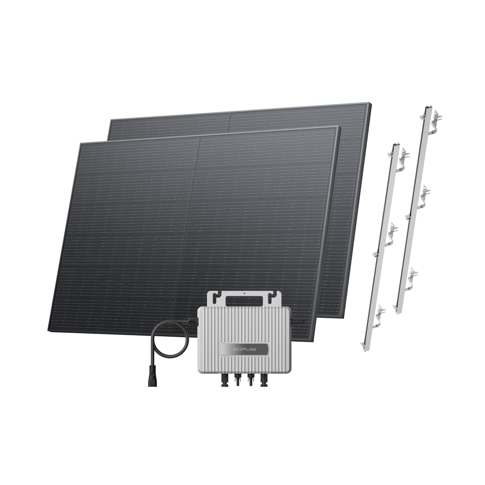 ECOFLOW STREAM Balkonkraftwerk mit Halterung (Dach) 0% VAT, 800 W Mikrowechselrichter, 2 × 400 W PV Solarpanels, WLAN & App-Steuerung für Schrägdach von EF ECOFLOW