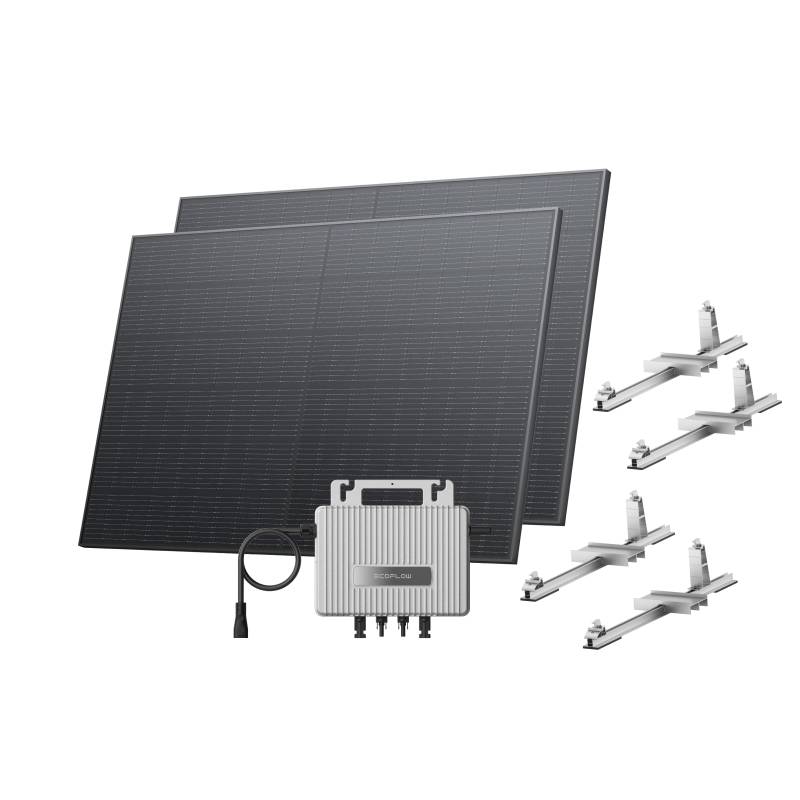 ECOFLOW STREAM Balkonkraftwerk mit Halterung (Garten/Boden) 0% VAT, 800 W Mikrowechselrichter, 2 × 400 W PV Solarpanels, WLAN & App-Steuerung für Garten, Flachdach von EF ECOFLOW
