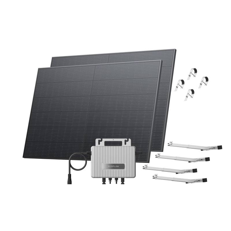 ECOFLOW STREAM Balkonkraftwerk mit Halterung 0% VAT, 800 W Mikrowechselrichter, 2 × 400 W PV Solarpanels, WLAN & App-Steuerung für Gitterbalkon von EF ECOFLOW