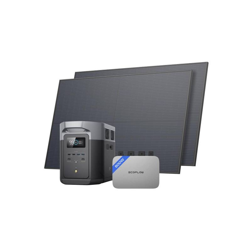 EcoFlow PowerStream Balkonkraftwerk 0% VAT, WiFi netzgekoppelter Mikro-Wechselrichter 800W, 450W Rigid Solarpanels × 2, Delta 2 Max tragbare Powerstation, App-Steuerung, für Zuhause, Camping von EF ECOFLOW