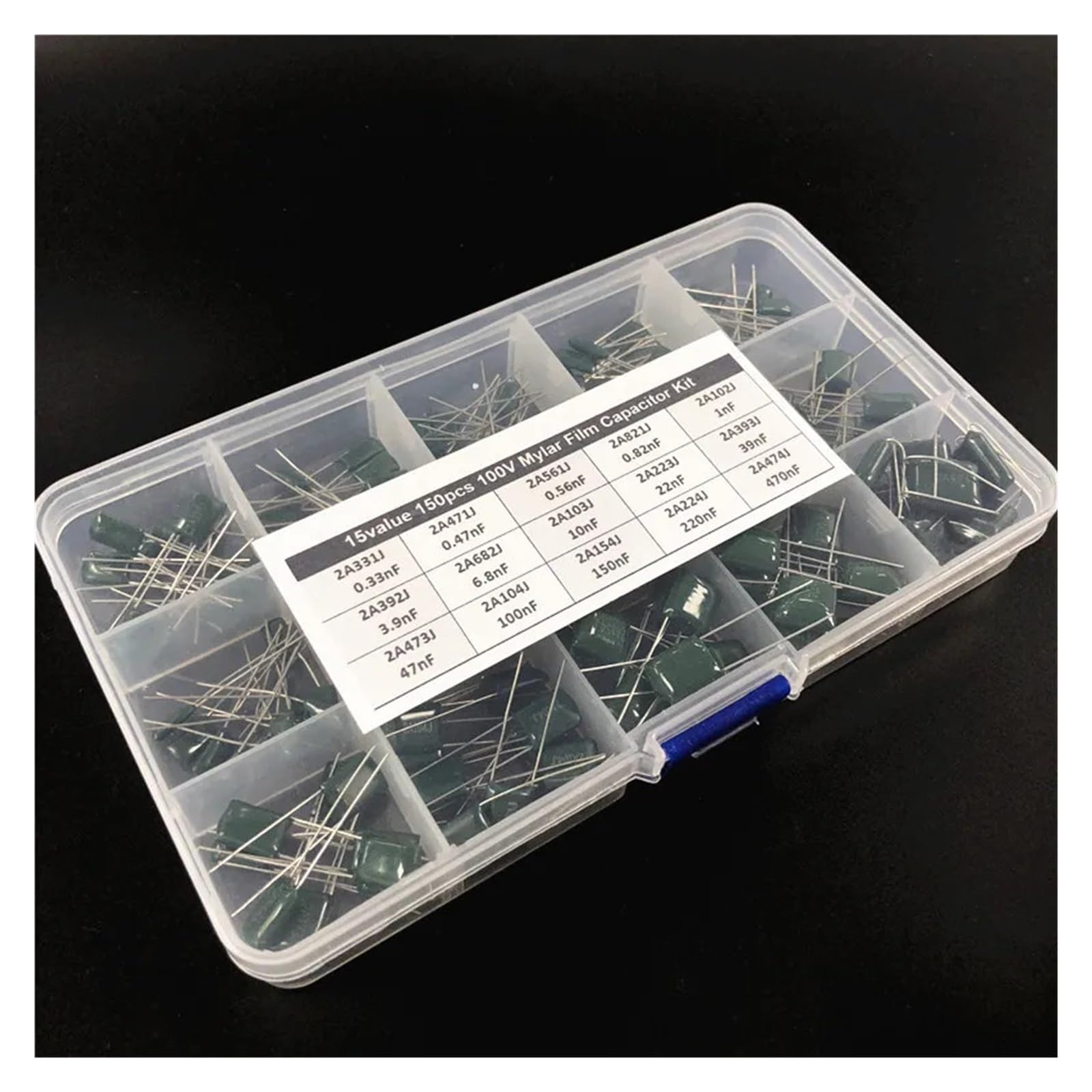 15Value 150pcs capacitor kit 100V 2A331J to 2A474J Polyester Film capacitor Assorted Kit EFDSVUHE von EFDSVUHE