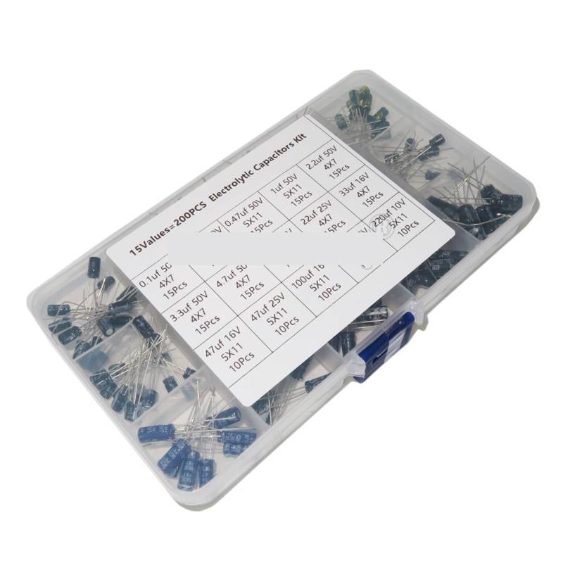 200PCS 15Kinds Electrolytic Capacitor Organization Storage 0.1-220uF Capacitors Assortment Box Kit EFDSVUHE von EFDSVUHE