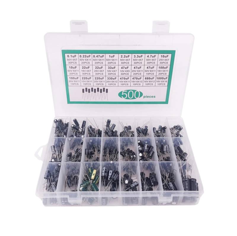500PCS 24Values 0.1uF-1000u Electrolytic Capacitor Mixed DIP Electrolyte Capacitors 10V 16V 25V 50V Electronic Kit EFDSVUHE von EFDSVUHE