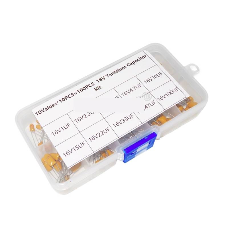 EFDSVUHE 100Pcs 10Value 16V 1UF-100UF Tantalum Capacitor Assorted Kit Box Assorstment 16V/1UF 16V/2.2UF 16V/3.3UF 33UF 47UF 100UF von EFDSVUHE