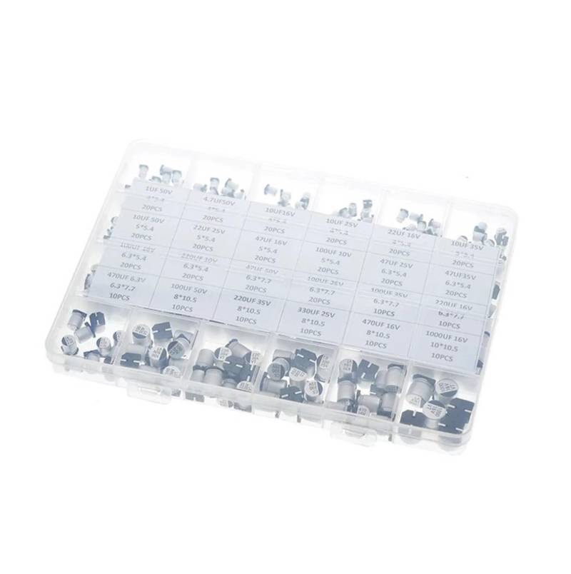 EFDSVUHE 1uF 1000uF 6.3V-50V 400PCS 24Value SMD Aluminum Electrolytic Capacitors Assortment Kit Box von EFDSVUHE