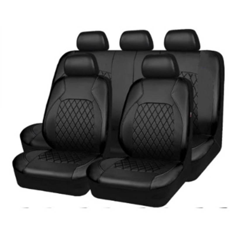 EGNIAN Leder Autositzbezüge Sets für SEAT Ibiza 5-Door/Ibiza ST 5-Door 6F 6J 6L 6L2 6L1 6K 6K2 6K1 1993-2009 2010 2010 2011-2025, Allwetter Wasserdicht, Bequem Sitzkissen Innenraum Zubehör,Black von EGNIAN