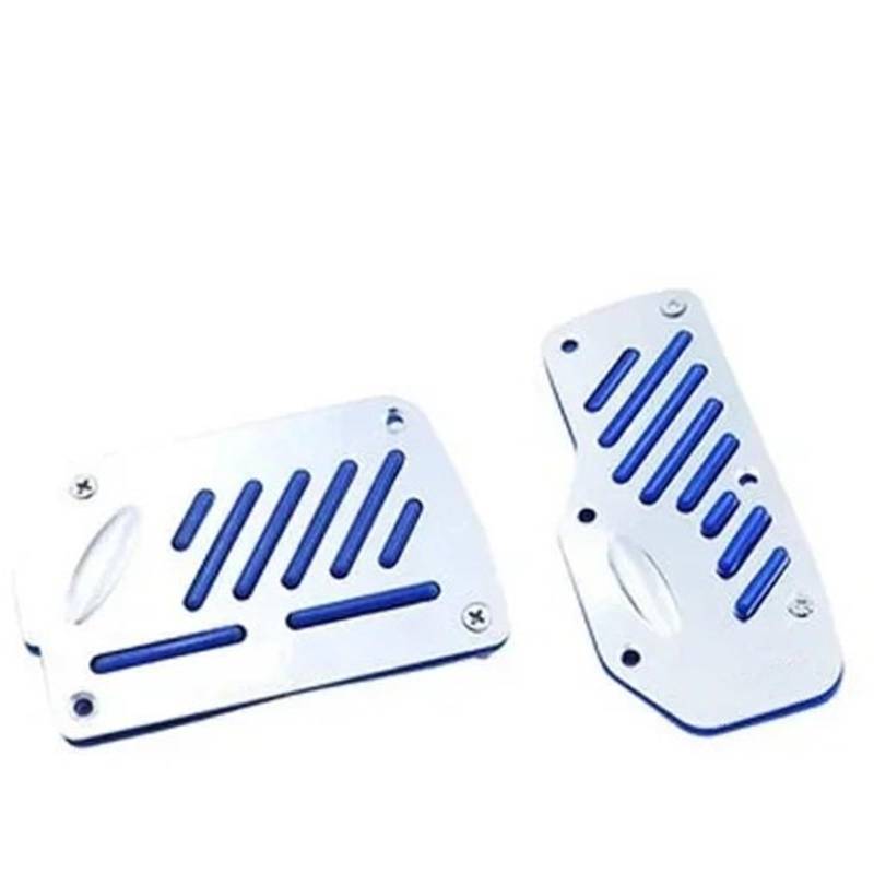 Fußablage Platte 2/3 stücke Universal Nicht-Slip Aluminium Manuelle Übertragung Auto Pedal Abdeckung Set Kit Pedali Bremspedalabdeckung(Automatic Blue) von EGUIAS