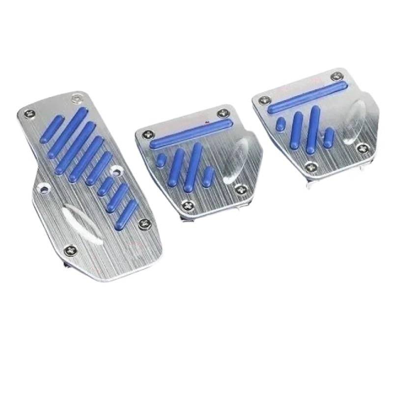 Fußablage Platte 2/3 stücke Universal Nicht-Slip Aluminium Manuelle Übertragung Auto Pedal Abdeckung Set Kit Pedali Bremspedalabdeckung(Manual Blue) von EGUIAS