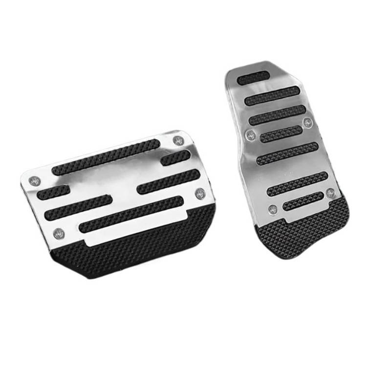 Fußablage Platte 2 stücke Auto Pedal Pads Bremspedal Pad Abdeckungen Ersatz Kit Nicht-Slip Fuß Pedal Abdeckungen Set Bremspedalabdeckung(Silver) von EGUIAS