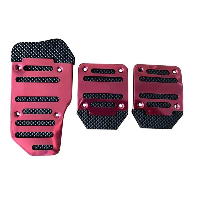 Fußablage Platte 3Pcs Fuß Pedal Abdeckung Set Universal Aluminium Legierung Fuß Pedal Pad Kit Zubehör Bremspedalabdeckung(Red) von EGUIAS