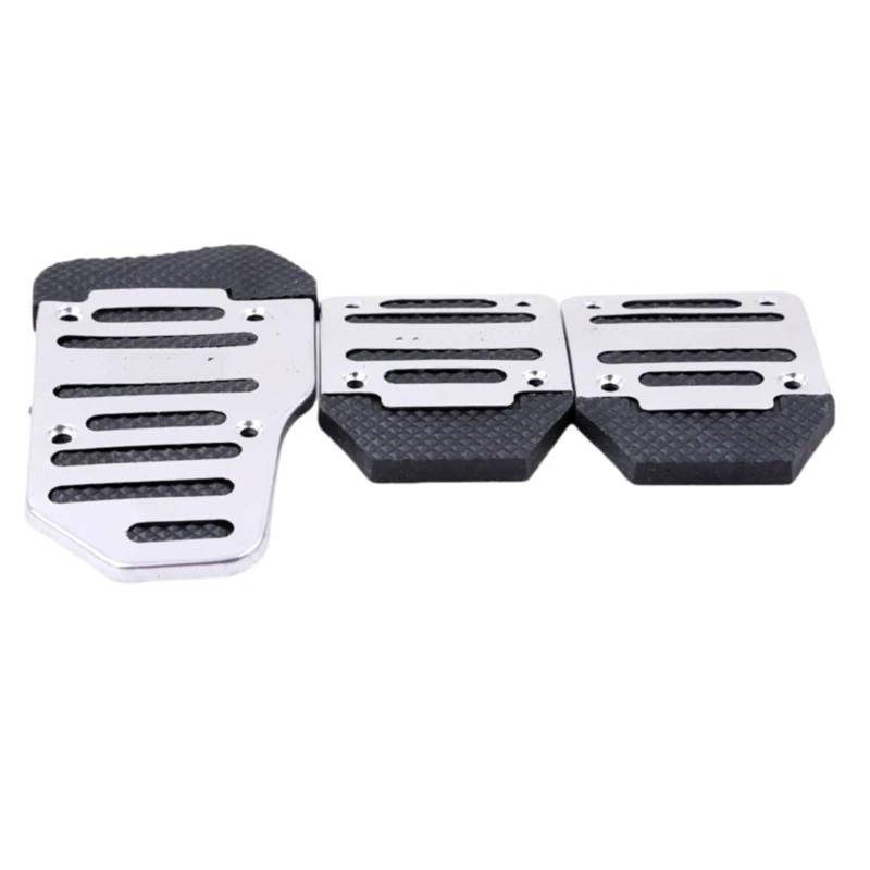 Fußablage Platte 3Pcs Fuß Pedal Abdeckung Set Universal Aluminium Legierung Fuß Pedal Pad Kit Zubehör Bremspedalabdeckung(Silver) von EGUIAS