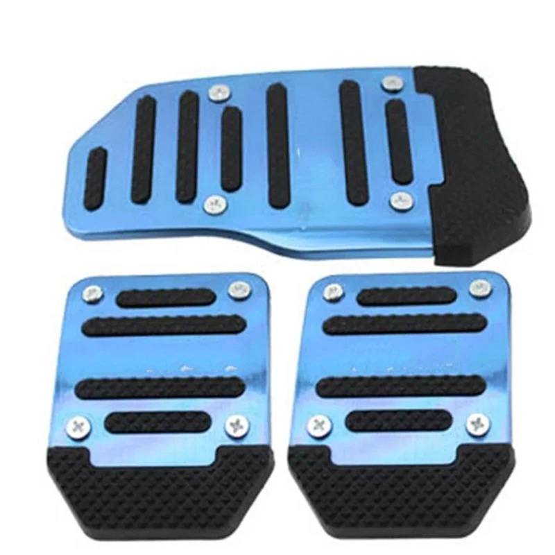 Fußablage Platte 3Pcs Universal Racing Manuelle Nicht-Slip Fuß Pedal Pad Abdeckung Aluminium Automatische Getriebe Bremse Accelerator Bremspedalabdeckung(Blue) von EGUIAS