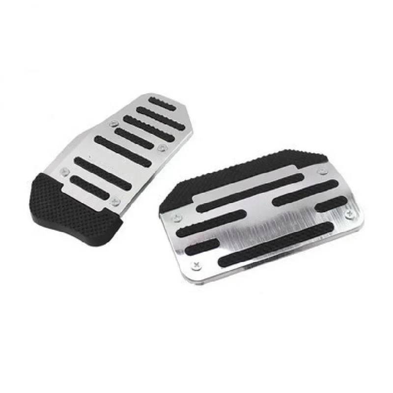 Fußablage Platte Aluminium-Autopedalabdeckungssatz für Automatikgetriebe und Gasfußabdeckungen Bremspedalabdeckung(Automatic Silver Set) von EGUIAS