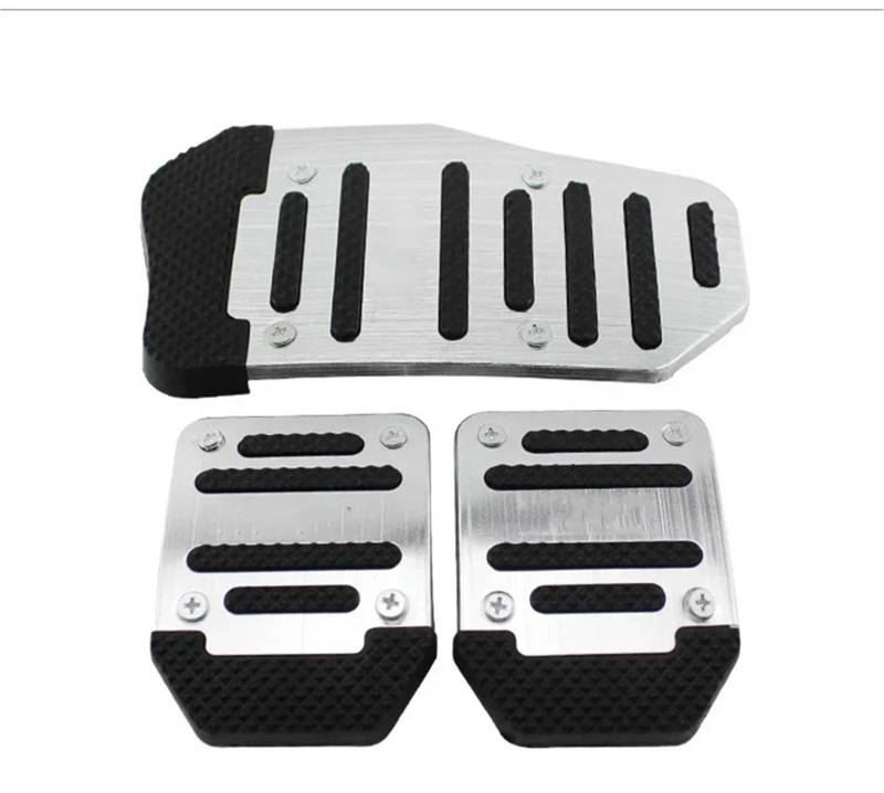 Fußablage Platte Aluminium-Autopedalabdeckungssatz für Automatikgetriebe und Gasfußabdeckungen Bremspedalabdeckung(Manual Silver Set) von EGUIAS