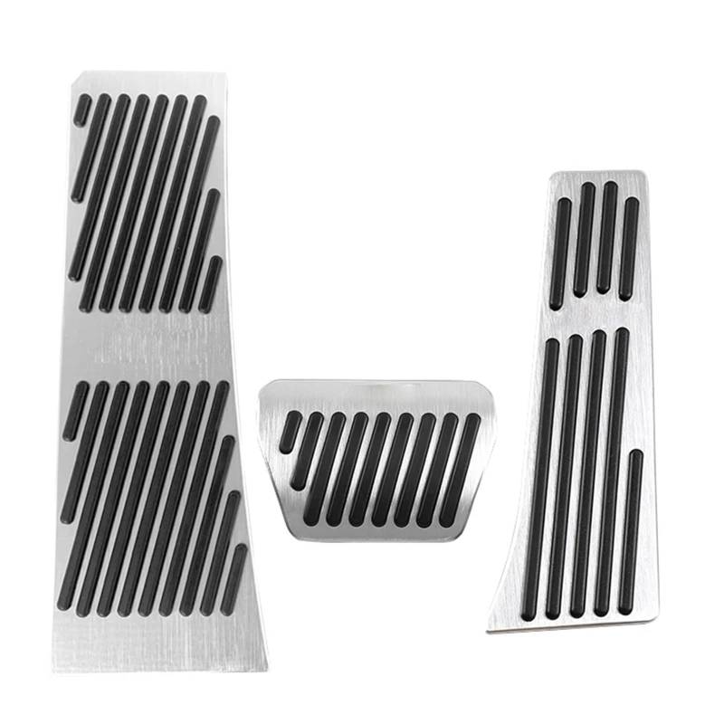Fußablage Platte Passend für BMW IX5 IX 2021 2022 2023 2024 Autopedale Abdeckung Rutschfestes Pad Aluminiumzubehör Bremspedalabdeckung(Rest AT Silver 3pcs) von EGUIAS