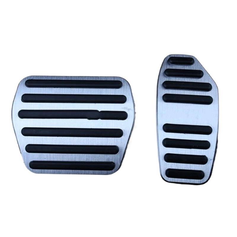 Fußablage Platte Passend für Nissan Qashqai J11 J12 2014 2015 2016 2017 2018 2019 2020 2021 2022 2023 Autopedalabdeckung Bremspedalabdeckung(AT 2pcs Silver) von EGUIAS