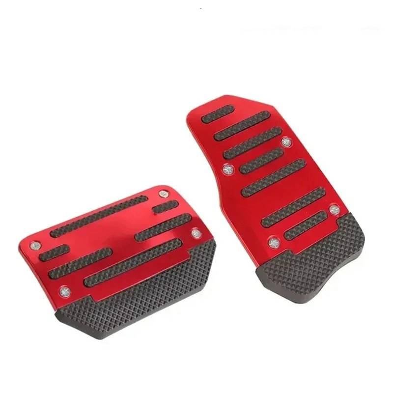 Fußablage Platte Universal Anti-Rutsch Aluminium Schaltgetriebe Auto Pedal Cover Set Kit Pedali Bremspedalabdeckung(Automatic-Red) von EGUIAS