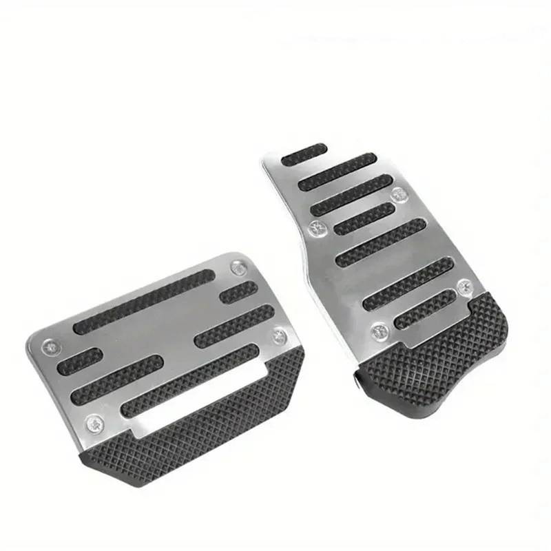Fußablage Platte Universal Anti-Rutsch Aluminium Schaltgetriebe Auto Pedal Cover Set Kit Pedali Bremspedalabdeckung(Automatic-Silvery) von EGUIAS