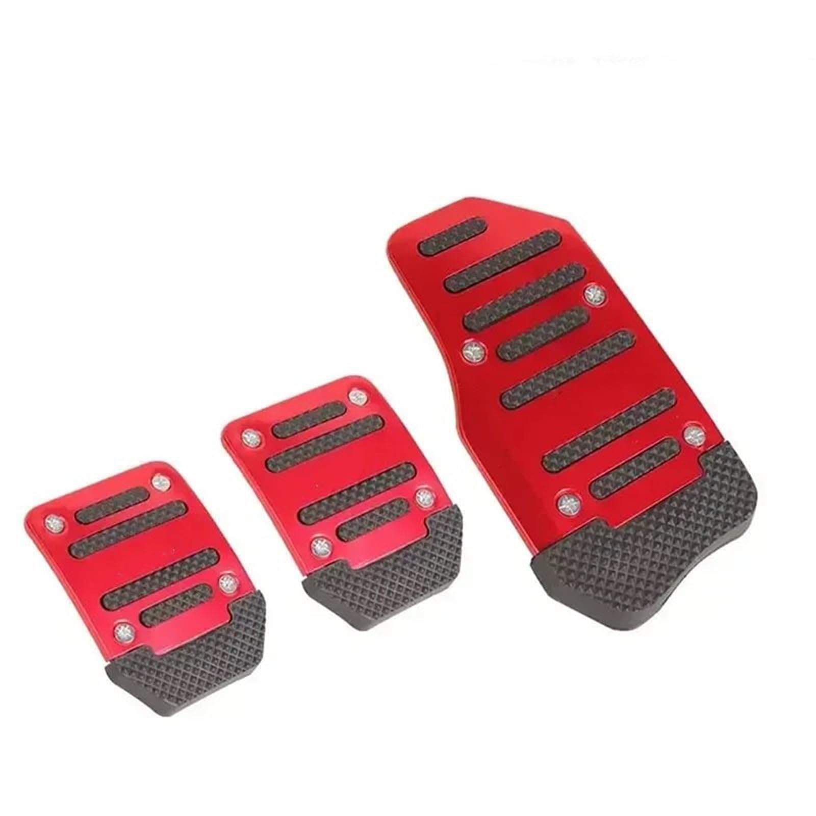 Fußablage Platte Universal Anti-Rutsch Aluminium Schaltgetriebe Auto Pedal Cover Set Kit Pedali Bremspedalabdeckung(Manual-Red) von EGUIAS