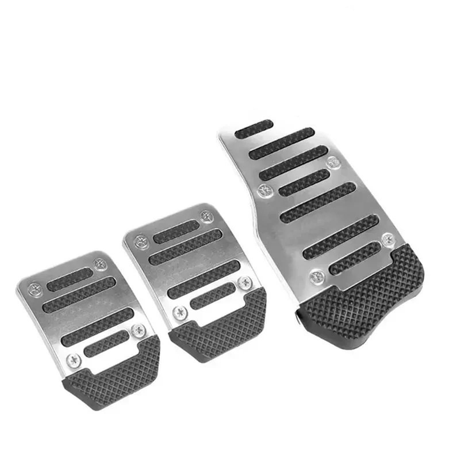 Fußablage Platte Universal Anti-Rutsch Aluminium Schaltgetriebe Auto Pedal Cover Set Kit Pedali Bremspedalabdeckung(Manual-Silvery) von EGUIAS