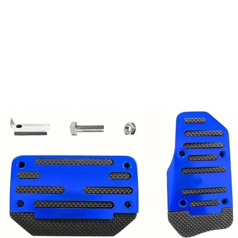 Fußablage Platte Universal Automatik/Schaltgetriebe Auto Bremspedal Pedal Zubehör Bremspedalabdeckung(Automatic Blue Set) von EGUIAS