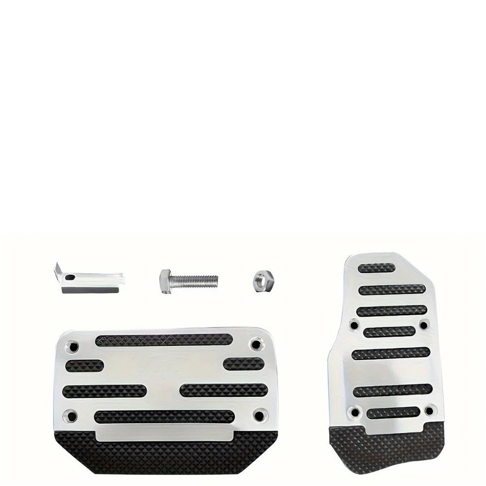 Fußablage Platte Universal Automatik/Schaltgetriebe Auto Bremspedal Pedal Zubehör Bremspedalabdeckung(Automatic Silver Set) von EGUIAS
