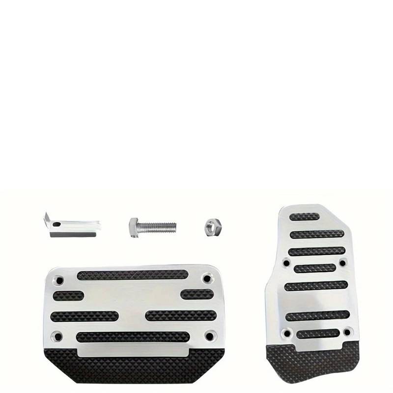Fußablage Platte Universal Automatik/Schaltgetriebe Auto Bremspedal Pedal Zubehör Bremspedalabdeckung(Automatic Silver Set) von EGUIAS